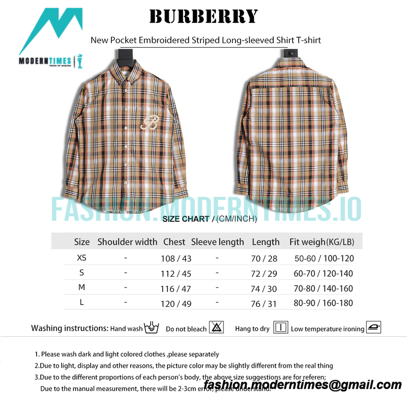 Burberry - New Pocket Embroidered Striped Long-sleeved Shirt T-shirt